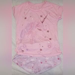 NWOT Girls Wonder Nation  Sz 7/8 Unicorn Pajama Set; this Set Hard To Find!